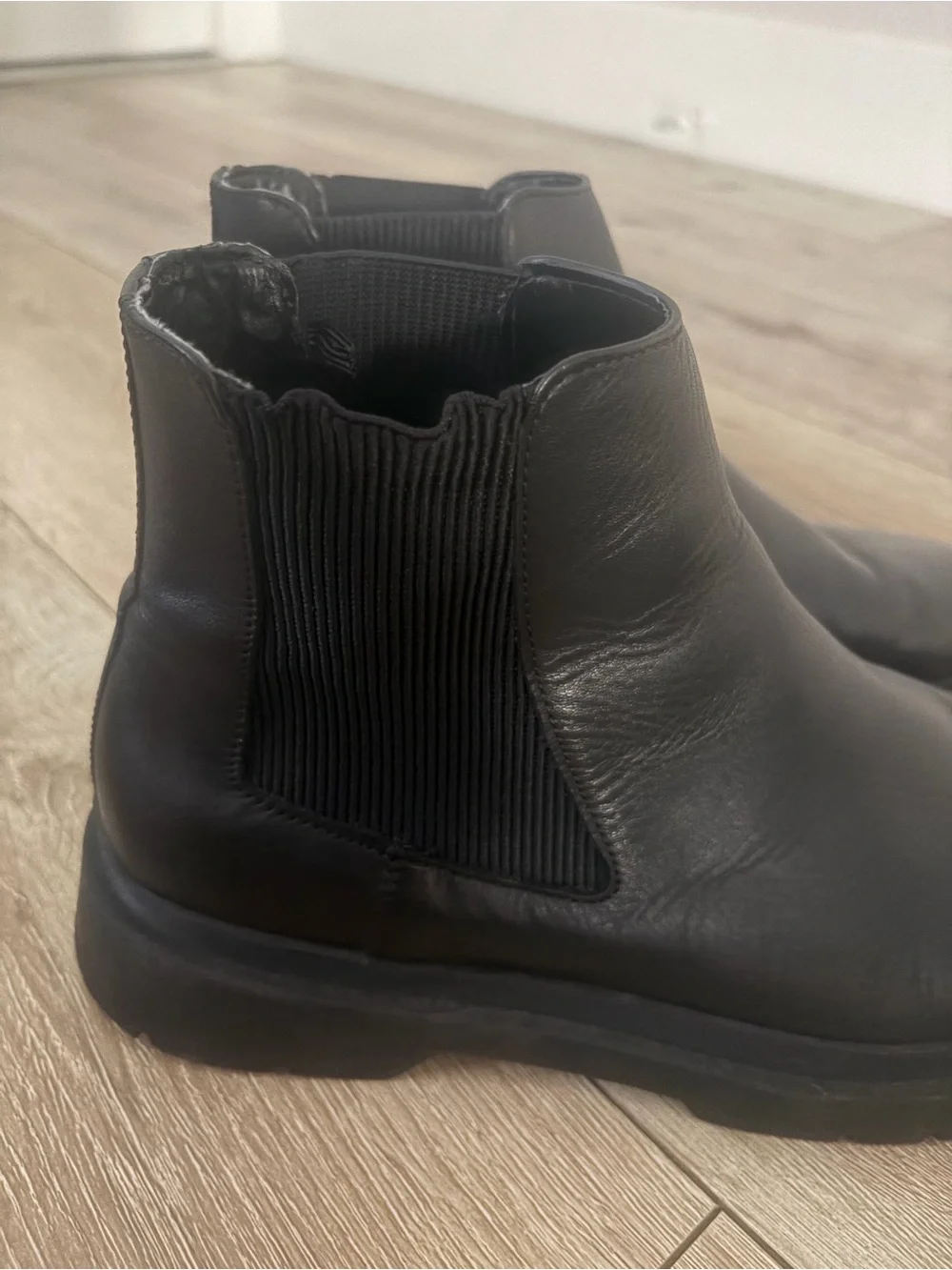 Zara Black Leather Chelsea Platform Booties